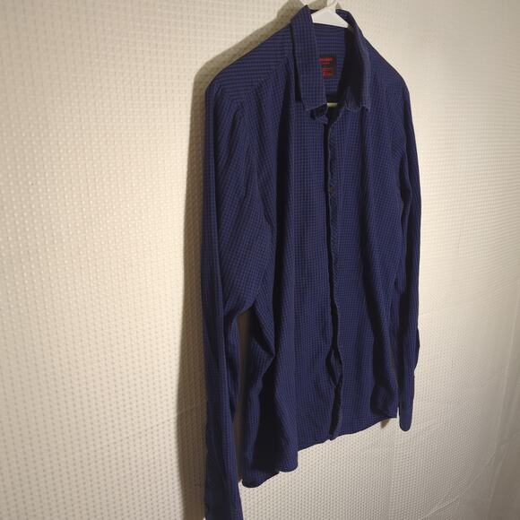 Jared Lang After Hours Slim Fit Shirt Large Blue Black Check Long Sleeve Turkey - Picture 2 of 8